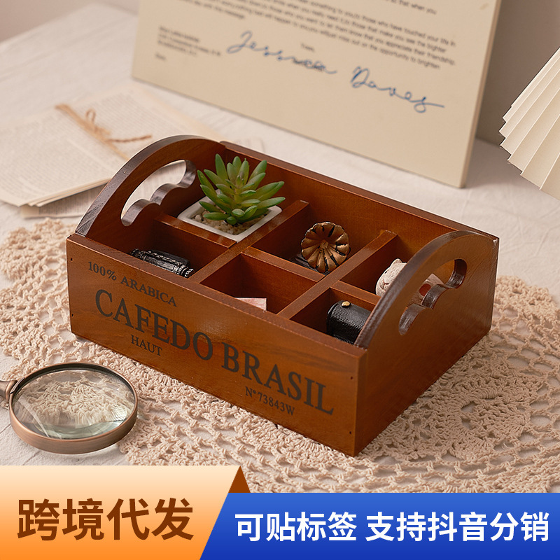 Storage & Organization - Boîte de rangement portable en bois