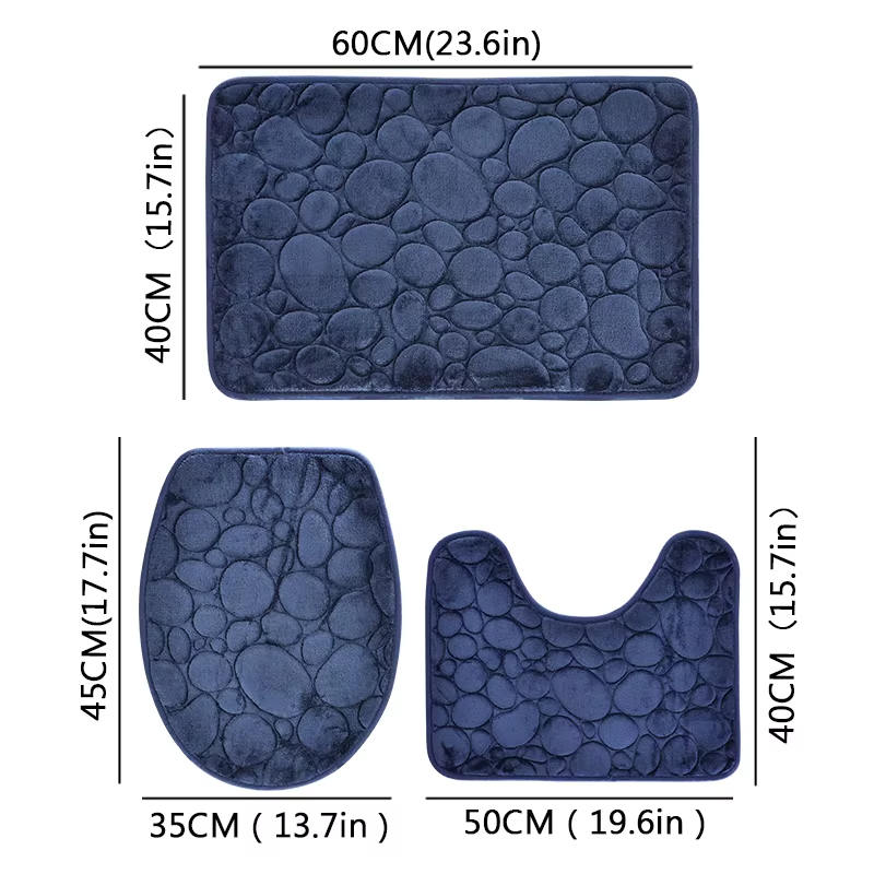 Quick Dry Diatomite Bath Mat - 3 pièces/ensemble tapis de bain antidérapant