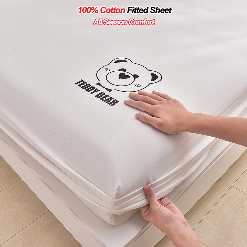 Fitted Bed Sheets Deep Pocket - Drap-housse 100 % coton, poche profonde
