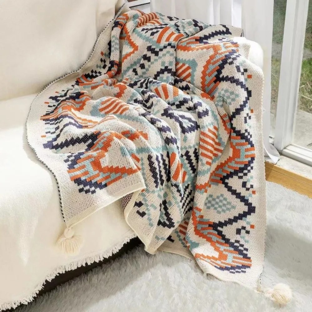 Plaids vintage en tricot épais - Boho Throw Blanket Fringe avis et prix