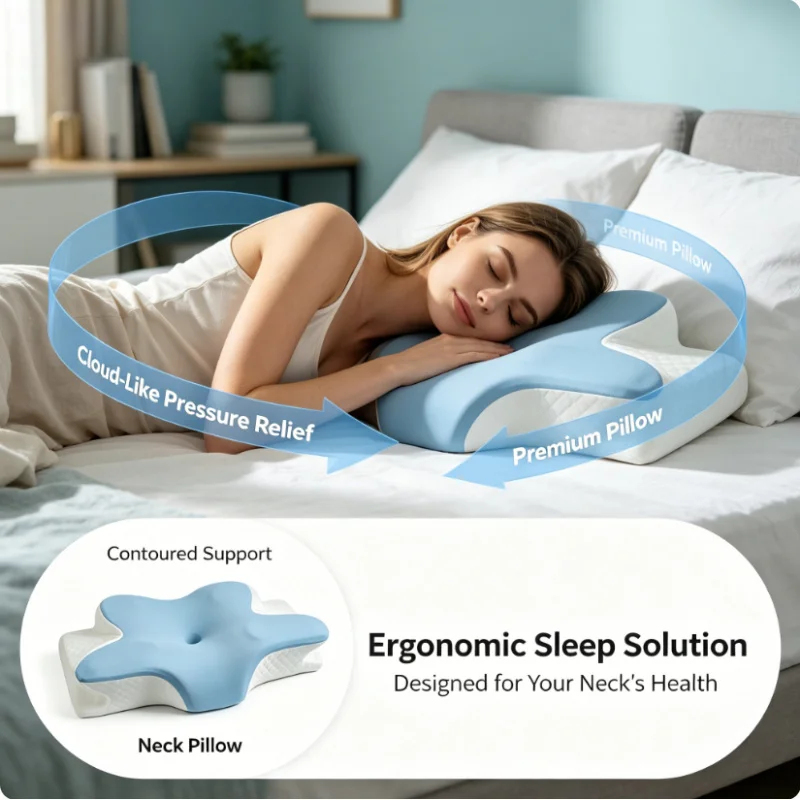 Oreiller cervical respirant en - Memory Foam Orthopedic Pillow Neck Pain avis et prix