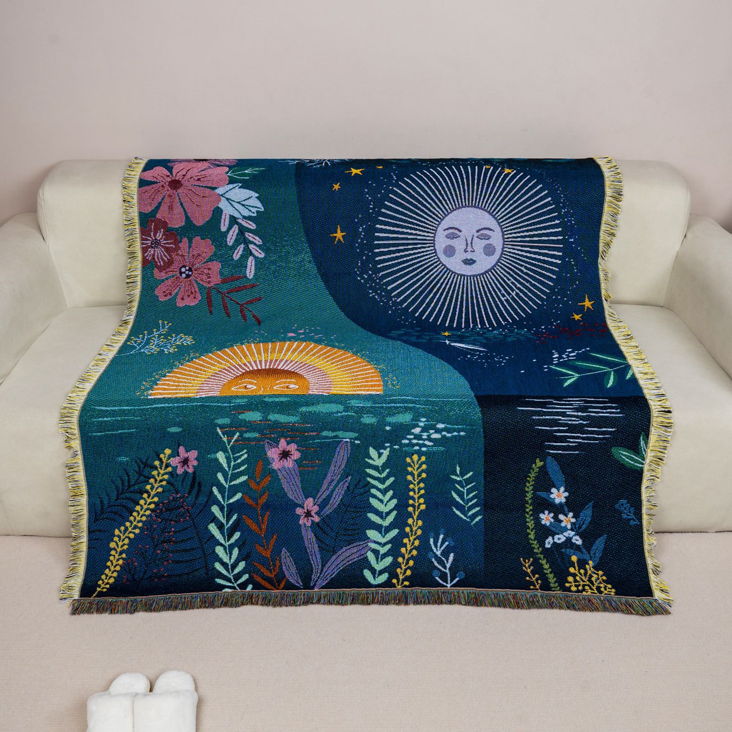Tapisserie murale tissée solei - Boho Throw Blanket Fringe avis et prix
