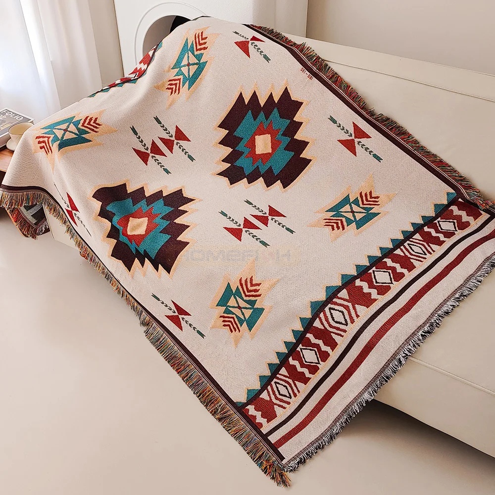 Couverture Aztèque surdimensio - Boho Throw Blanket Fringe avis et prix
