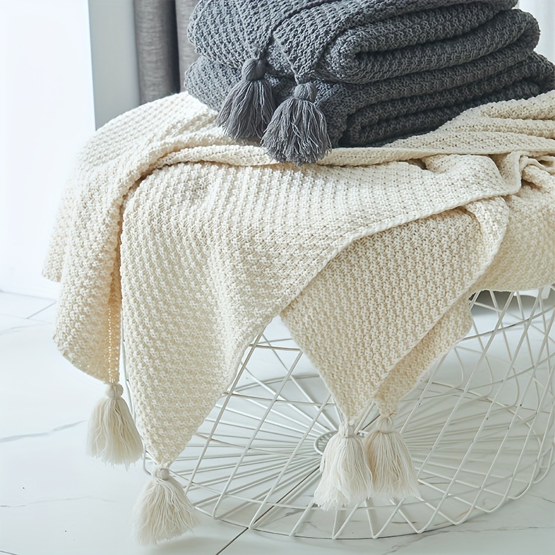Couverture tricotée bohème déc - Boho Throw Blanket Fringe avis et prix